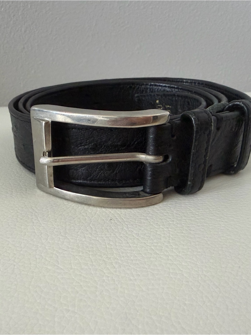 MCM Black Leather Belt vintage with Silver Buckle
